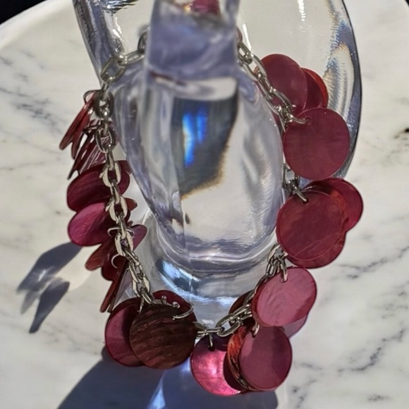 💟💎Vintage Chic Dark Pink Shell Bracelet - Picture 3 of 13